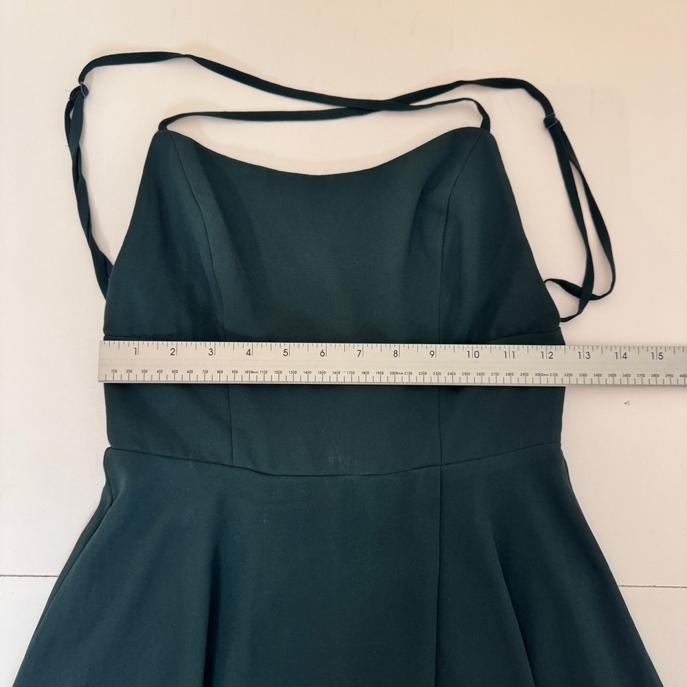 Lulus Letter of Love Mini Dress Emerald Green Backless Skater Slit Chiffon Sz XS - Picture 9 of 16